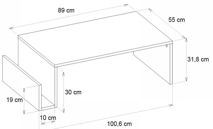Τραπεζάκι σαλονιού Regnar Megapap χρώμα sapphire oak 100,6x55x31,8εκ.