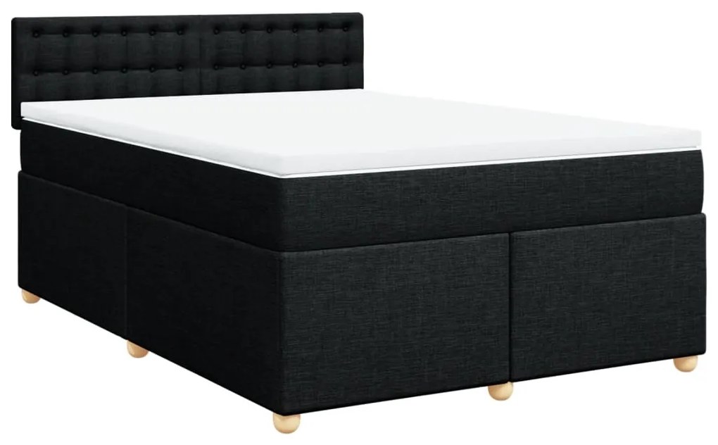 vidaXL Κρεβάτι Boxspring με Στρώμα Μαύρο 140x200 εκ. Υφασμάτινο