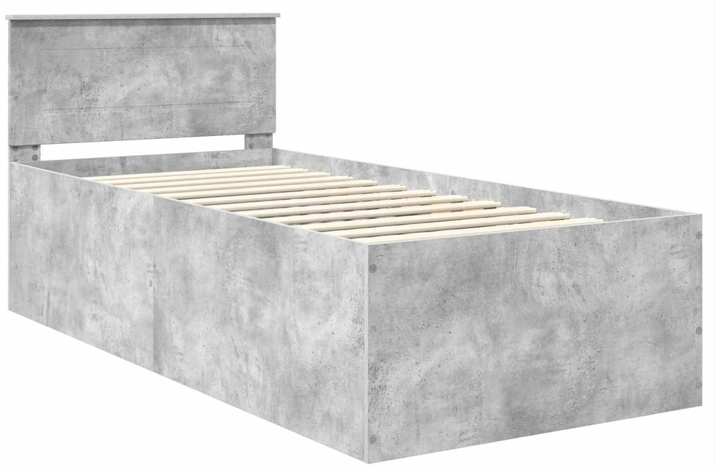 vidaXL Σκελετός Κρεβατιού με κεφαλάρι Σκυρόδεμα Γκρι 90 x 190 cm