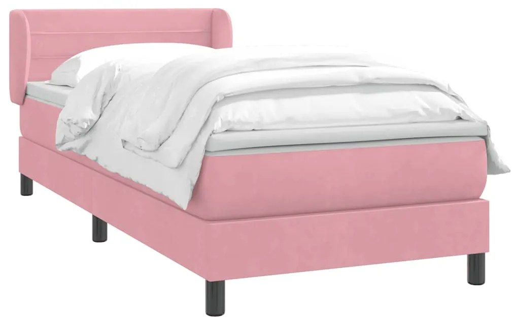 vidaXL Κρεβάτι Boxspring με Στρώμα Ροζ 100x210 εκ. Βελούδινο
