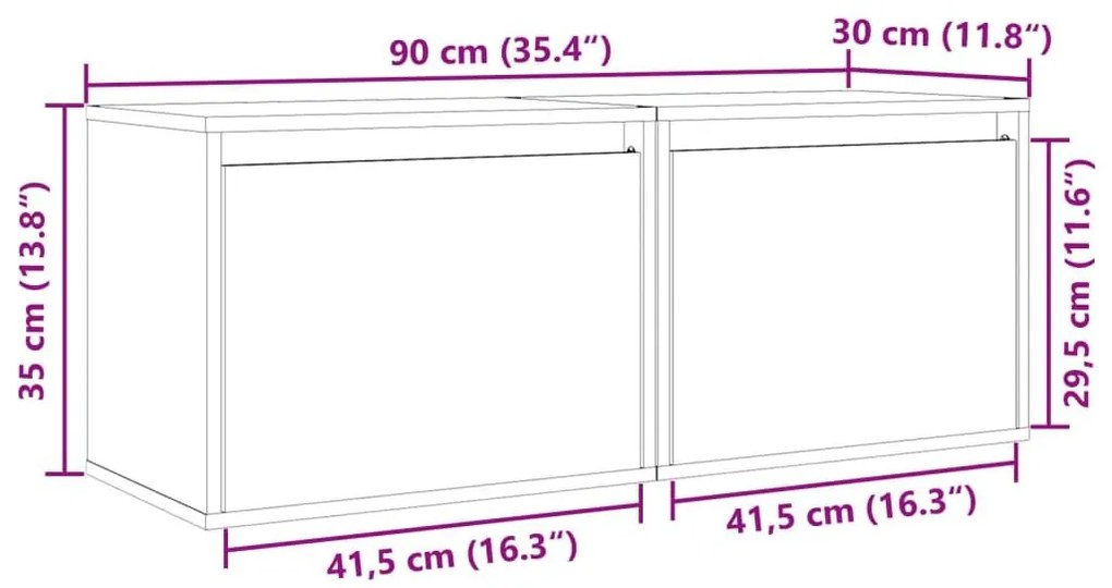 Ντουλάπια Τοίχου 2 τεμ. 45 x 30 x 35 εκ. από Μασίφ Ξύλο Πεύκου - Καφέ