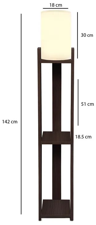 Φωτιστικό δαπέδου Verma I Megapap E27 Mdf/ύφασμα Pvc χρώμα wenge - κρεμ 18,5x18,5x142εκ. - GP029-0139,2