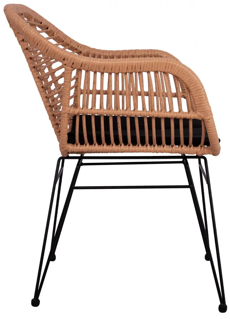 Καρέκλα - Πολυθρόνα ALLEGRA C5450 Μεταλλική με Wicker Μπέζ και Μαξιλάρι 57,5x59x81Υ εκ. 57.5x59x81 εκ.