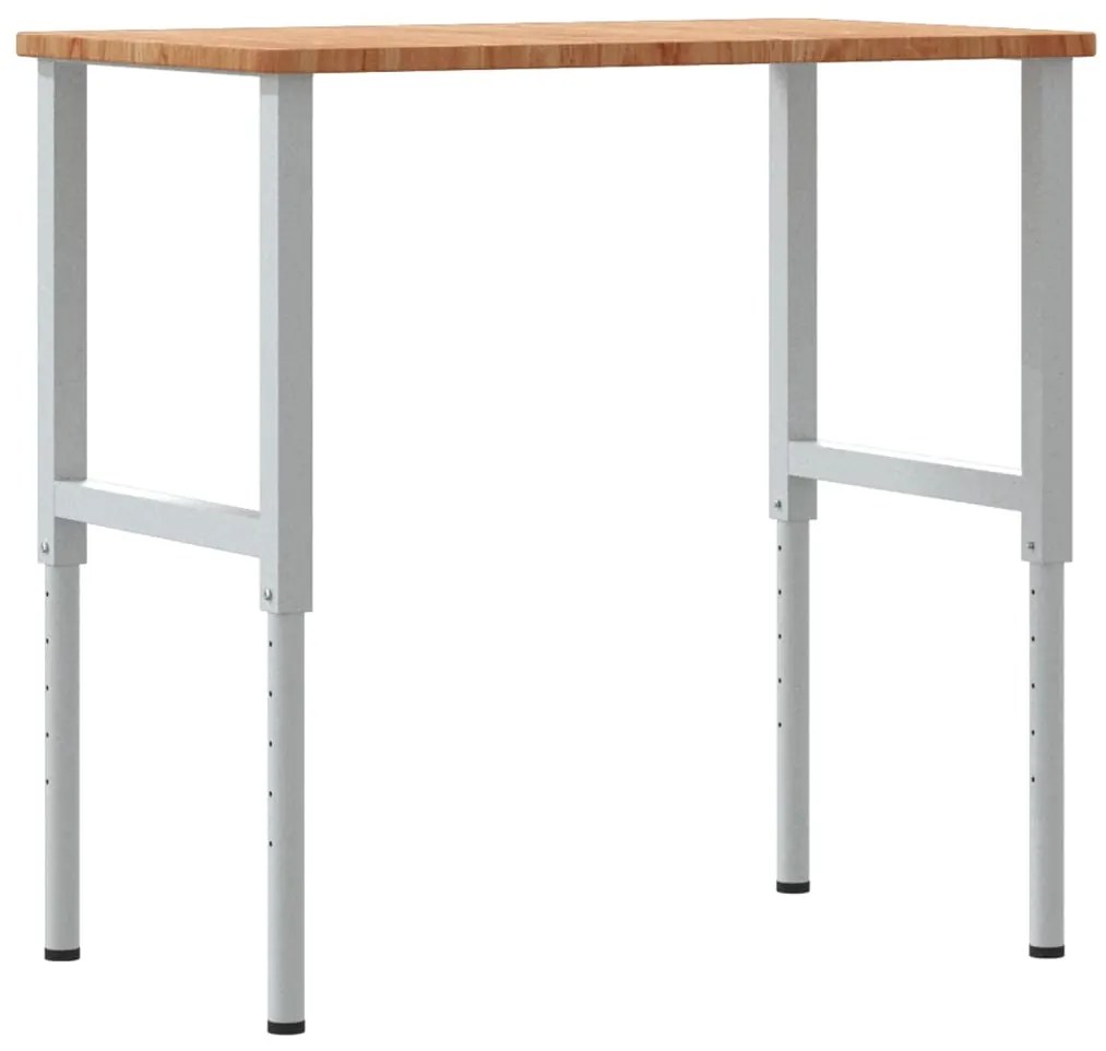 vidaXL Πάγκος Εργασίας Ορθογώνιος 100x60x(71,5-98) εκ Μασίφ Ξύλο Δρυός