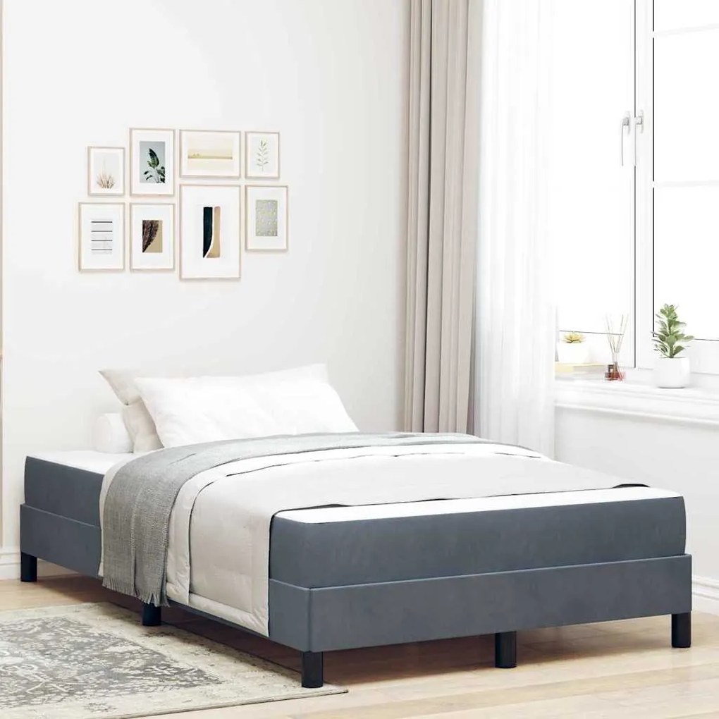 vidaXL Κρεβάτι box spring με στρώμα Σκούρο Γκρι 120 x 200 cm Βελούδο