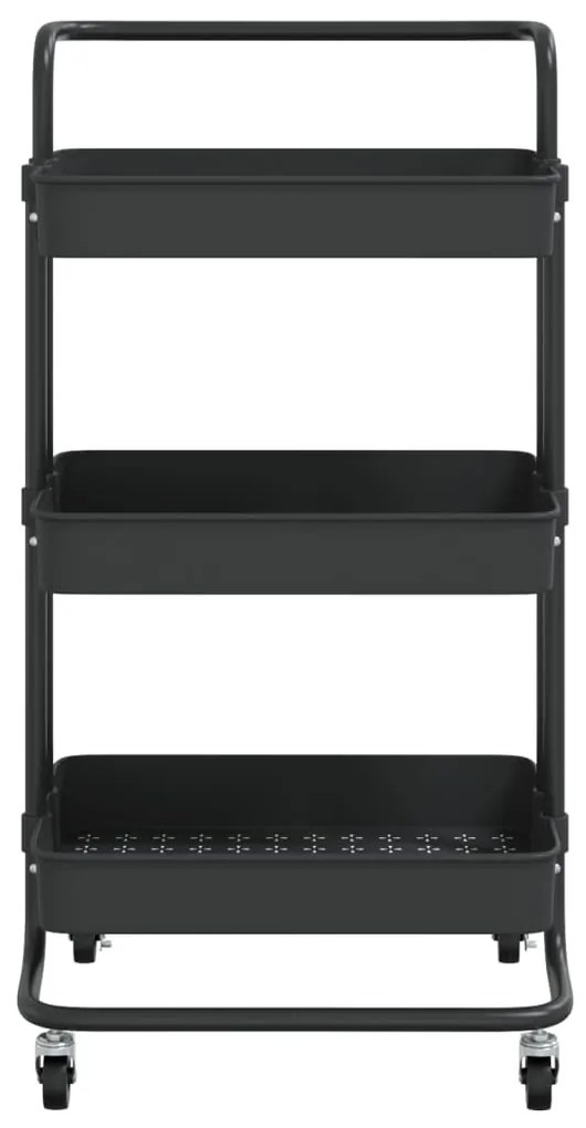 vidaXL Τρόλεϊ Κουζίνας 3 Επιπέδων Μαύρο 42 x 35 x 85 εκ. Σίδερο/ABS