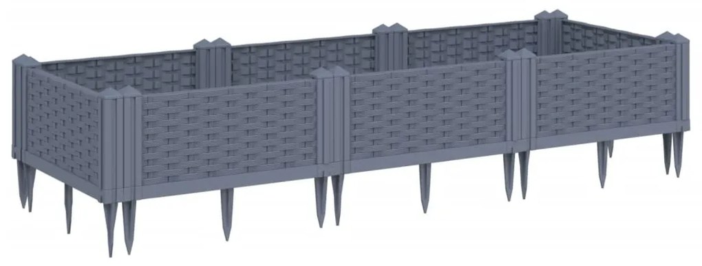 vidaXL Ζαρντινιέρα με Πασσάλους Μπλε Γκρι 125x40x28,5 εκ. Πολυπροπυλένιο