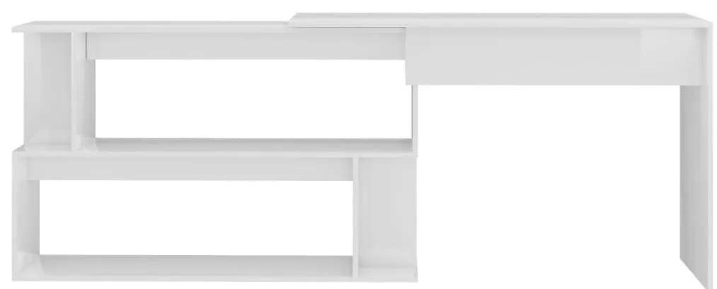 vidaXL Γραφείο Γωνιακό Γυαλιστερό Λευκό 200x50x76 εκ. από Επεξ. Ξύλο