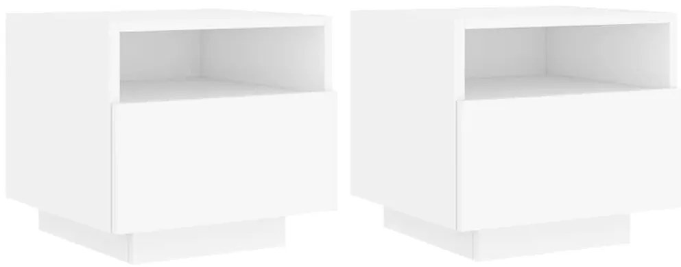 vidaXL Κομοδίνο με Φώτα LED Λευκό 40 x 39 x 37 εκ.