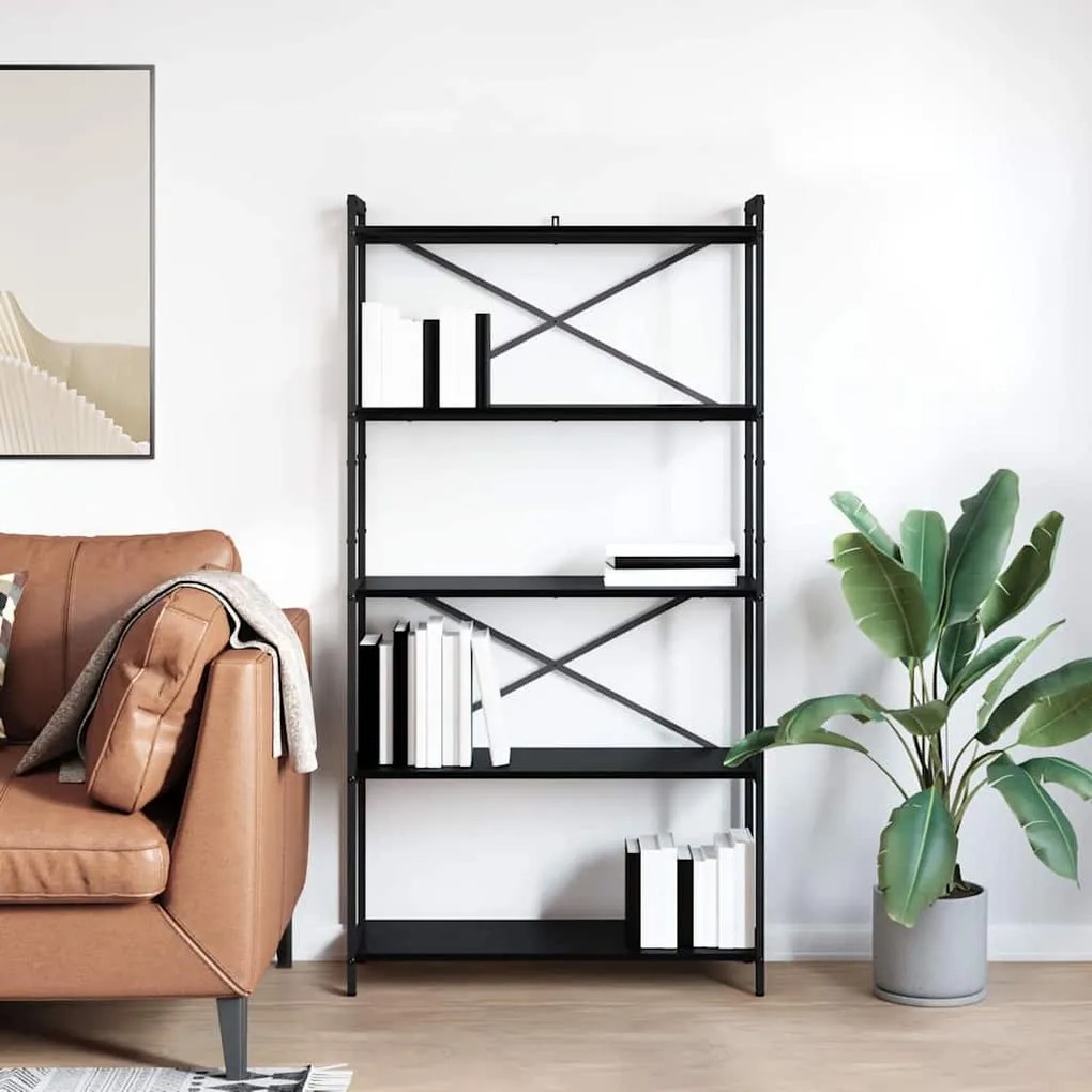 vidaXL Βιβλιοθήκη Μαύρη δρυς 80 x 30 x 153 εκ Επεξεργασμένο ξύλο