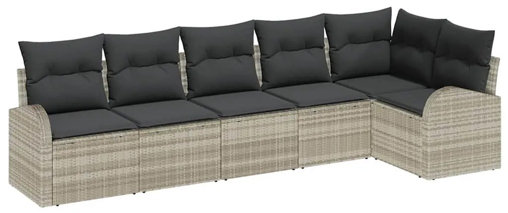 vidaXL Σετ Καναπέ Κήπου με μαξιλάρι 6 pcs Ανοιχτό γκρι Πολυ ράταν