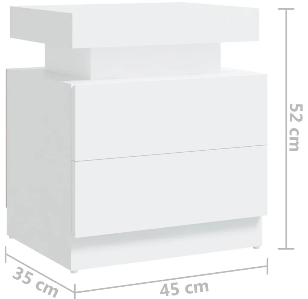 vidaXL Κομοδίνο Λευκό 40 x 35 x 52 εκ. από Επεξεργ. Ξύλο