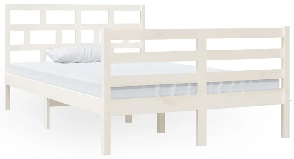 vidaXL Πλαίσιο Κρεβατιού Λευκό 120x190 εκ. Μασίφ Ξύλο Small Double