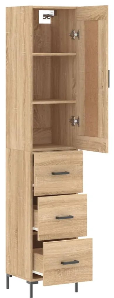 vidaXL Μπουφές Sonoma δρυς 34,5 x 34 x 180 εκ. από Επεξεργασμένο Ξύλο