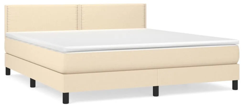 vidaXL Κρεβάτι Boxspring με Στρώμα Κρεμ 180x200 εκ. Υφασμάτινο