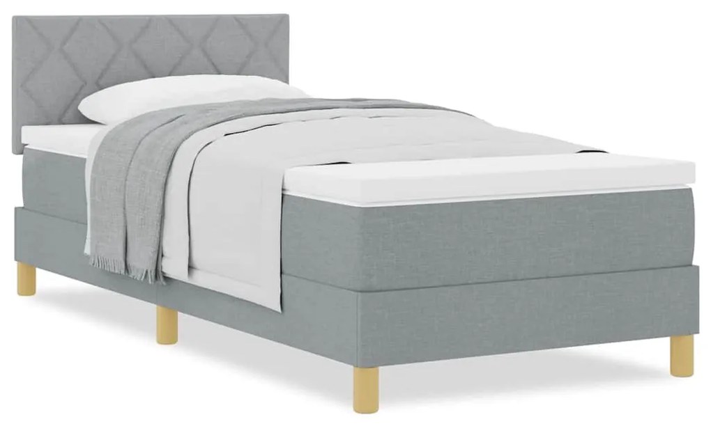 vidaXL Κρεβάτι box spring με στρώμα Ανοιχτό γκρι 100 x 200 cm ύφασμα