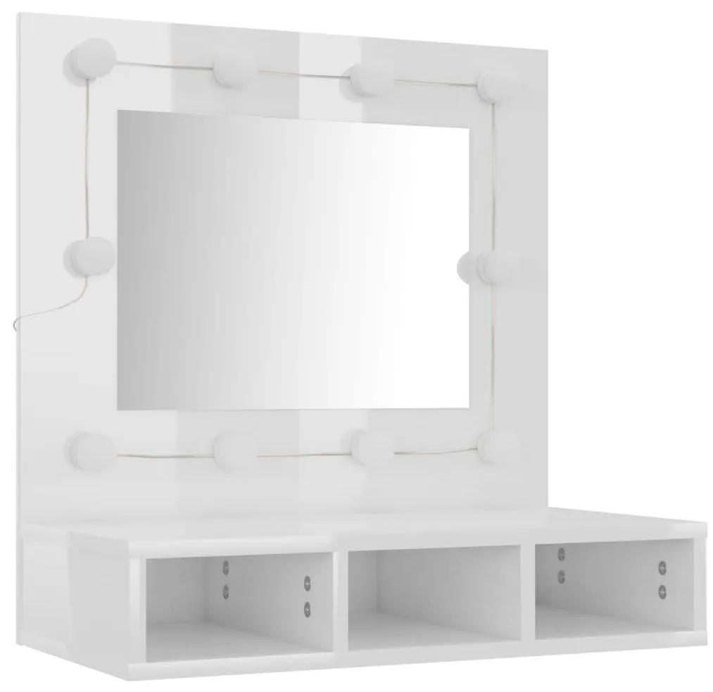 Έπιπλο Καθρέπτη με LED Γυαλιστερό Λευκό 60x31,5x62 εκ. - Λευκό