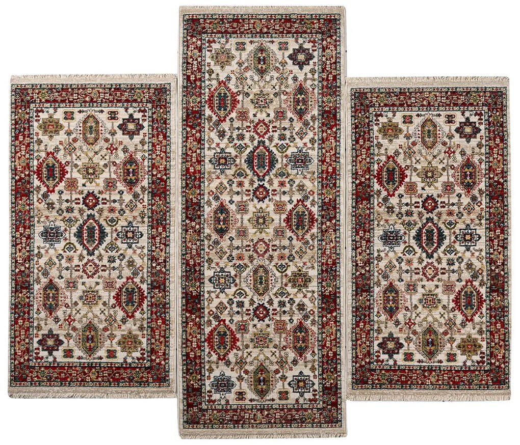 Χαλιά Κρεβατοκάμαρας (Σετ 3τμχ) Polcarpet Kazak Oriental 695 Bone Bordo