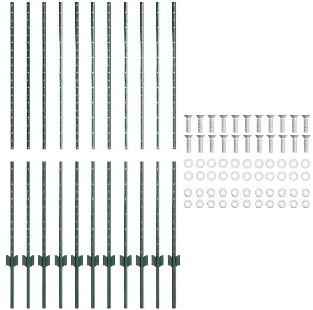vidaXL Φράχτες 22 pcs Πράσινο 140 cm Ατσάλι