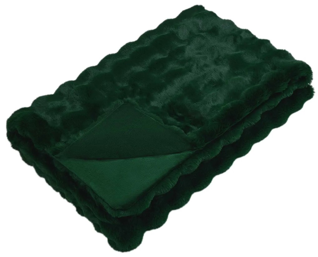 vidaXL Ψεύτικη κουβέρτα από κουνέλι Σκούρο Πράσινο 240 x 270 εκ.
