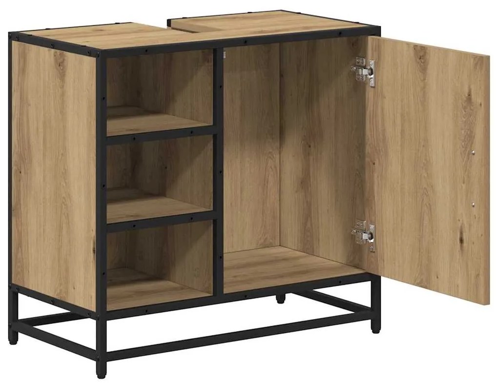 vidaXL Ντουλάπα Νιπτήρα Mπάνιου με ράφι artisan δρυς 65 x 33 x 60 εκ