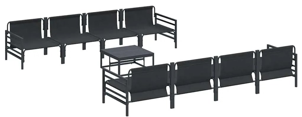vidaXL Σετ Καναπέ Κήπου με μαξιλάρι 9 pcs Ανθρακί Ατσάλι & ύφασμα