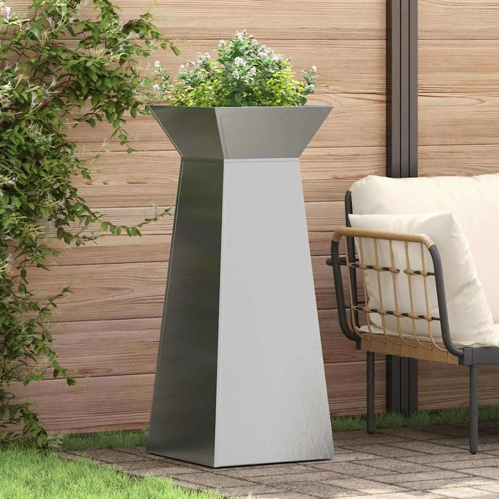 vidaXL Κήπος Στήλες Γλάστρες 2 τμχ με Κουπάκι 40x40x100 εκ, Ανοξείδωτος Χάλυβας.