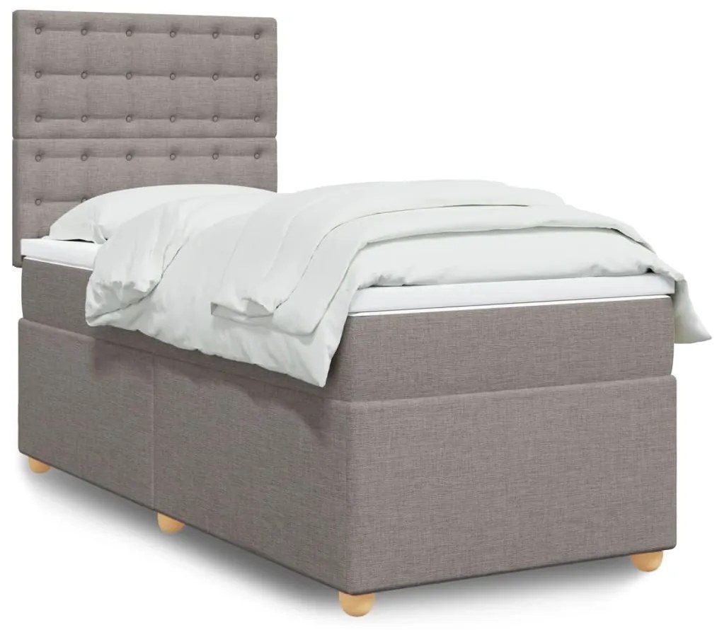 vidaXL Κρεβάτι Boxspring με Στρώμα Taupe 100 x 200 εκ. Υφασμάτινο