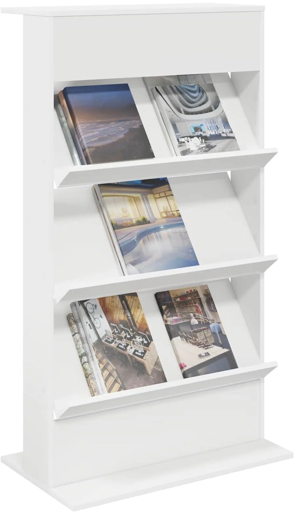 vidaXL Ράφι Περιοδικών Λευκό 70 x 41 x 126 εκ. Επεξεργασμένο ξύλο