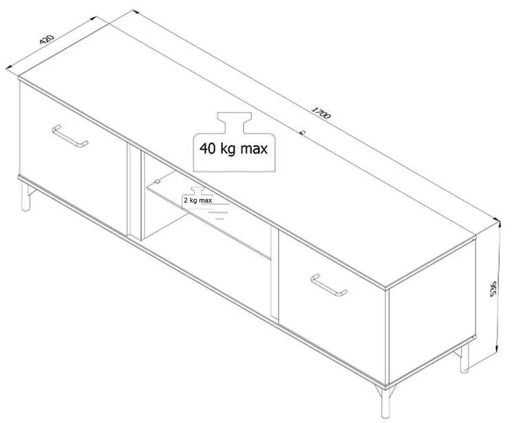 Έπιπλο TV Corsica 170 Flagstaff Oak - Μαύρο 170,5x42x53,5 εκ. 170.5x42x53.5 εκ.