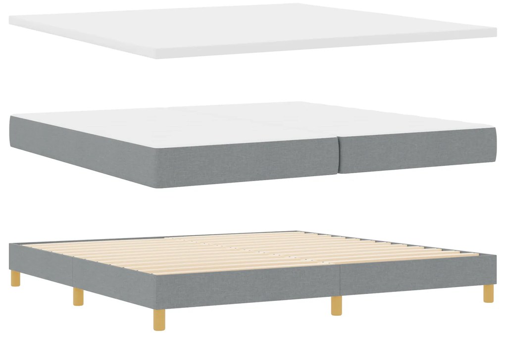 vidaXL Box Spring Bed με Στρώμα Ανοιχτό Γκρι 200x200 cm Ύφασμα