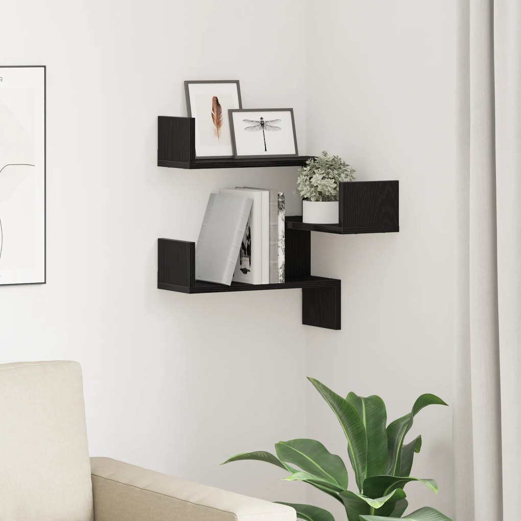 vidaXL Ράφι Γωνίας Μαύρο Δρυς 40x40x49,5 εκ. Ξύλο επεξεργασμένο