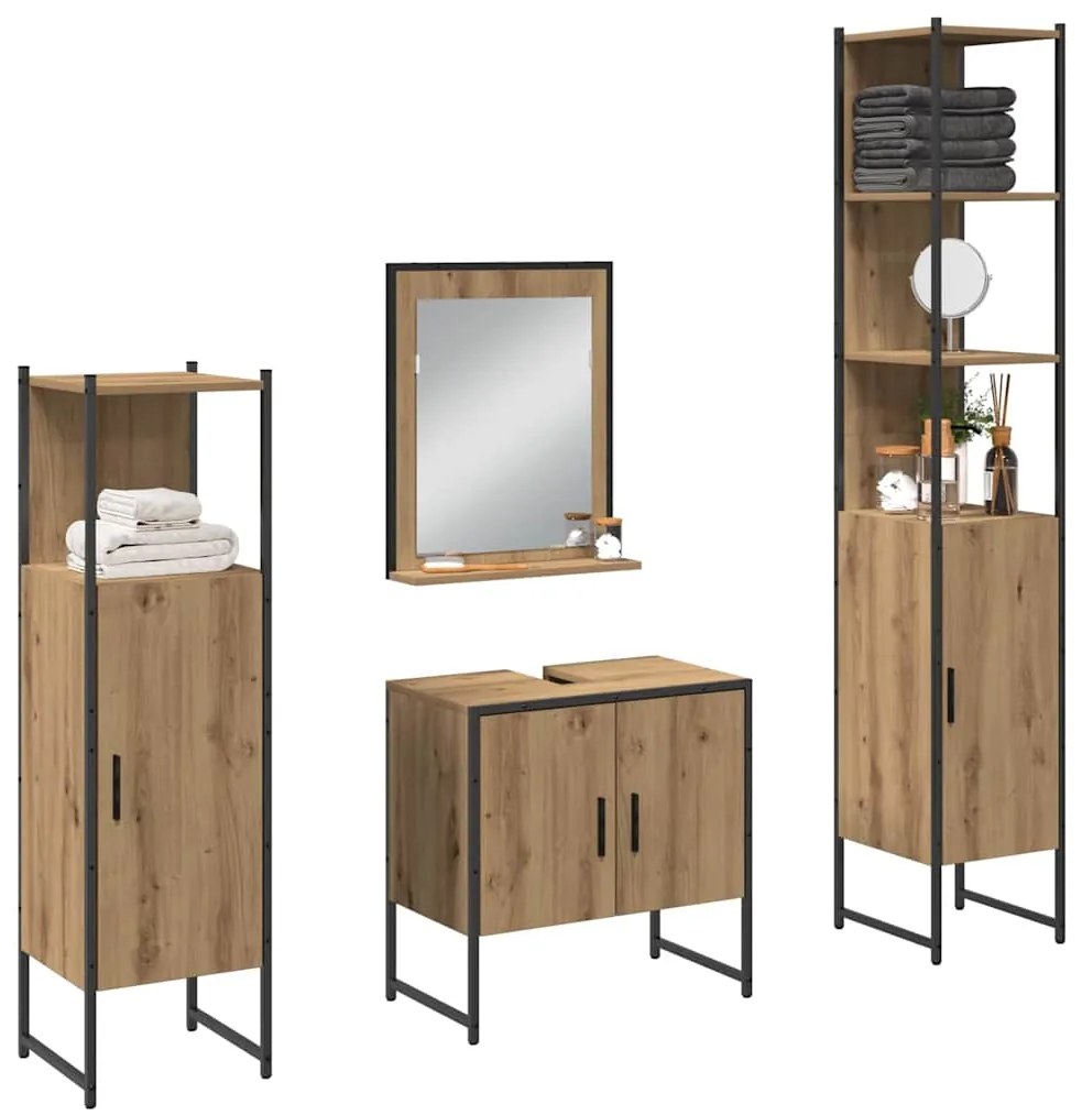 vidaXL Σετ Επίπλων Μπάνιου με αποθήκευση 4 pcs Καφέ 33 x 33 x 185.5 εκ