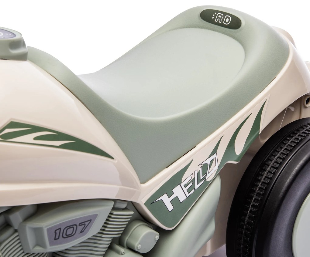 AIYAPLAY Αυτοκίνητο-πατίνι, σχέδιο μοτοσικλέτας, μουσική και σαπουνόφουσκες, για 2-5 ετών, Κρεμ Λευκό