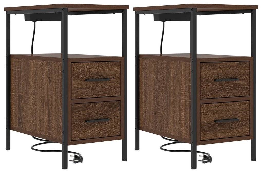 vidaXL Κουτιά Κρεβατοκάμαρας 2 pcs Καφέ δρυς 30 x 48 x 61 εκ