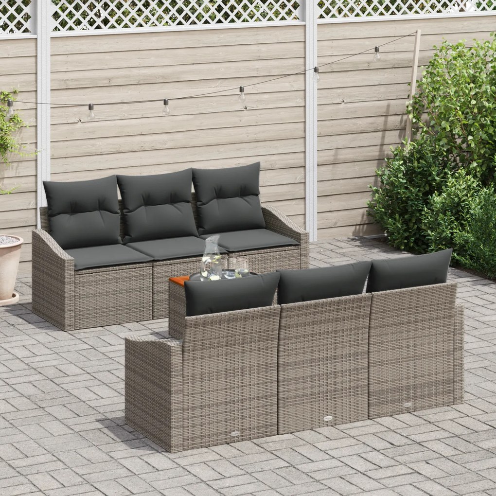 vidaXL Σετ Σαλονιού Κήπου 7 pcs Γκρι 55 x 55 x 37 εκ Ρατάν