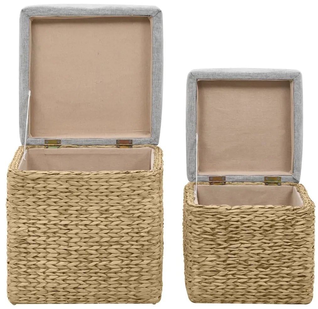 vidaXL Σετ Σκαμπό 2 Τεμαχίων Γκρι από Seagrass