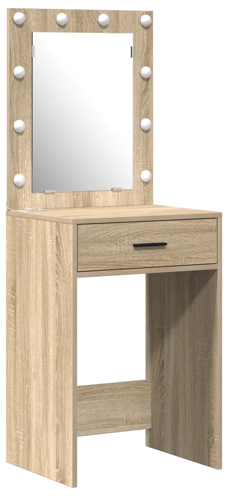 vidaXL Σετ Α dressing table 2 τεμαχίων με LED από μη επεξεργασμένο ξύλο Sonoma