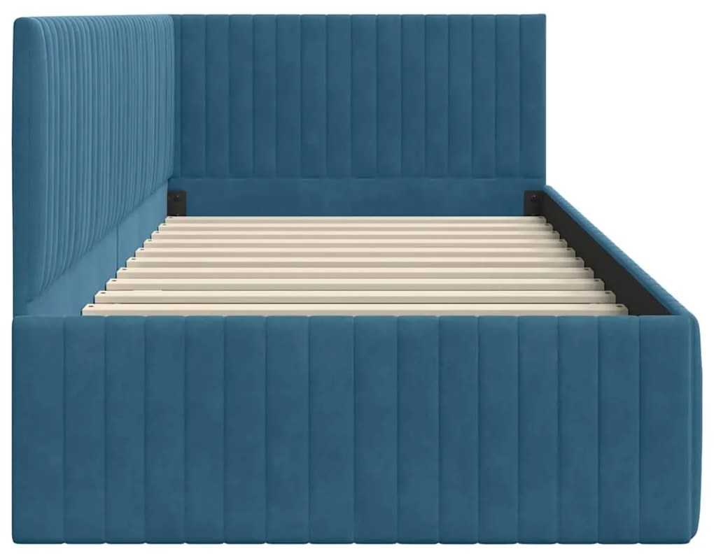 vidaXL Κρεβάτι Γωνίας με κεφαλάρι Μπλε 90 x 190 cm Βελούδο