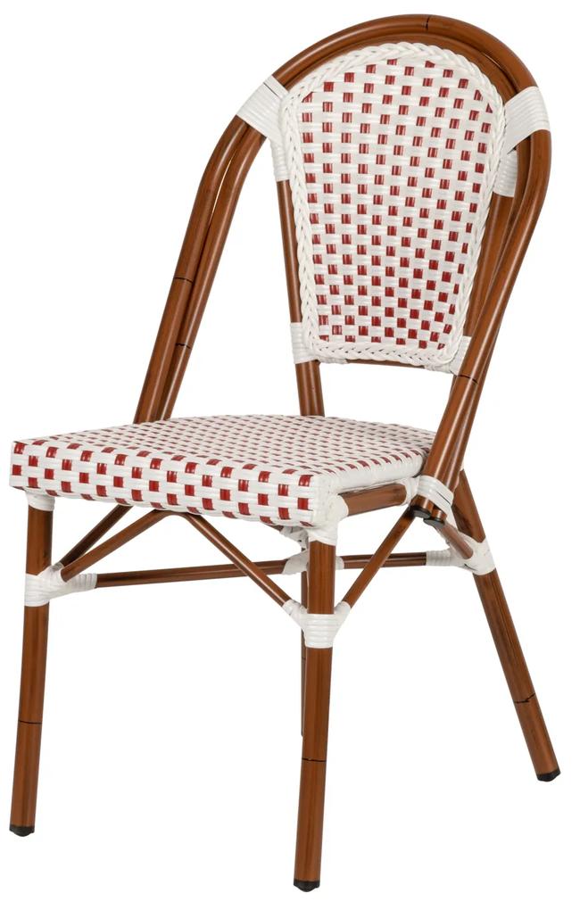 Καρέκλα Κήπου MUTARAZI Λευκό/Κόκκινο/Μπαμπού Αλουμίνιο/Rattan 50x57x85cm