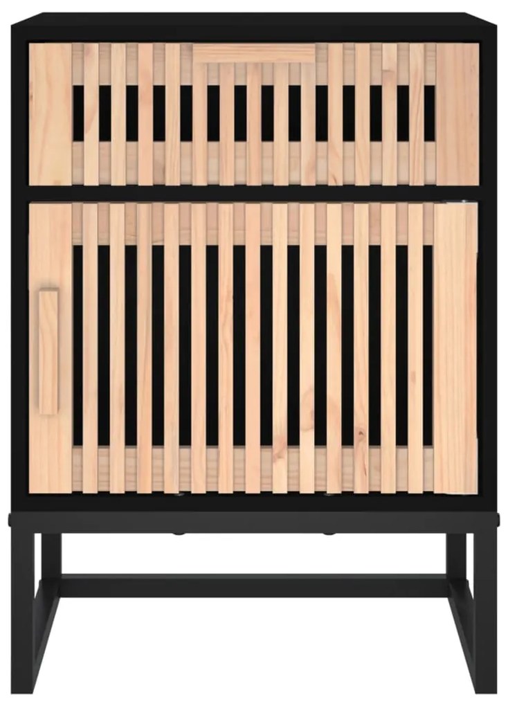 vidaXL Κομοδίνο Μαύρο 40x30x55,5 εκ. Επεξεργασμένο Ξύλο &amp; Σίδερο