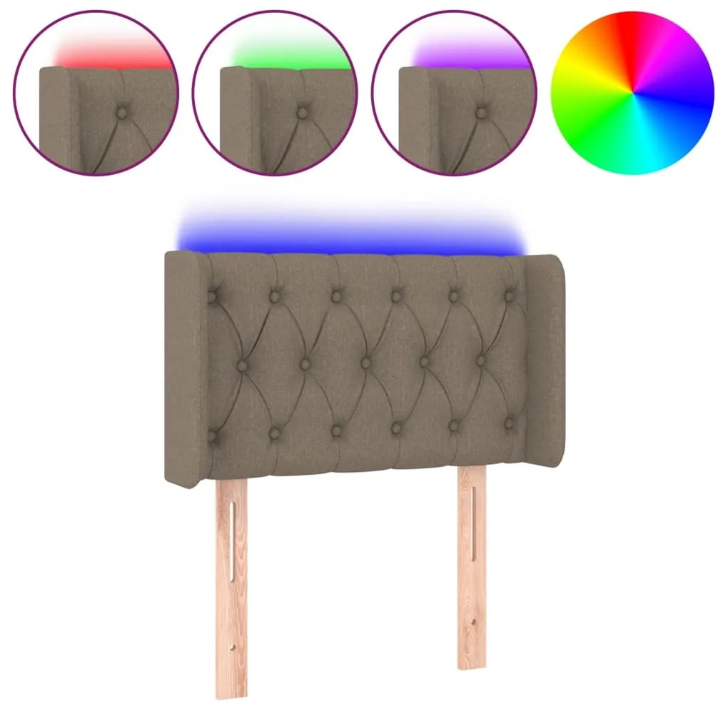 vidaXL Κεφαλάρι Κρεβατιού LED Taupe 83x16x78/88 εκ. Υφασμάτινο