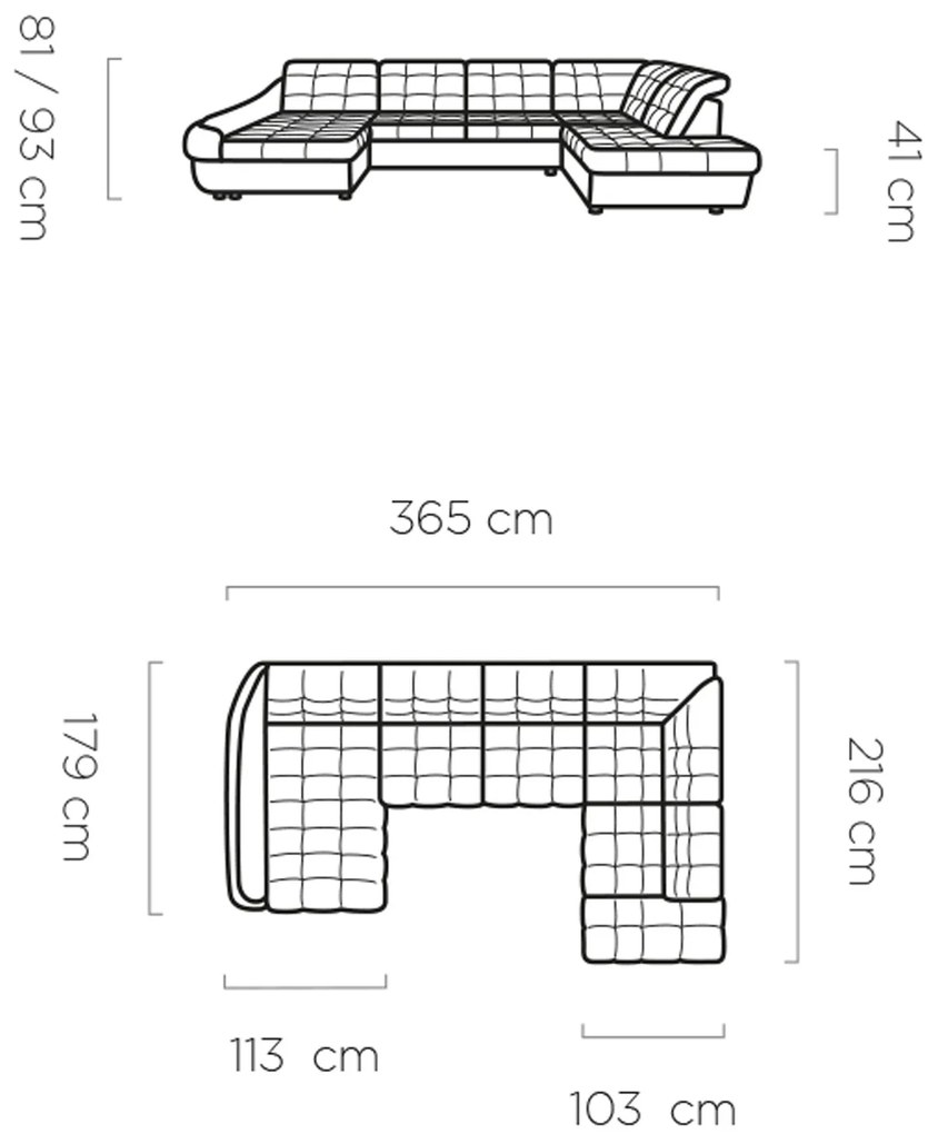 Γωνιακός καναπές Fendy XL R1-Gkri-Αριστερή