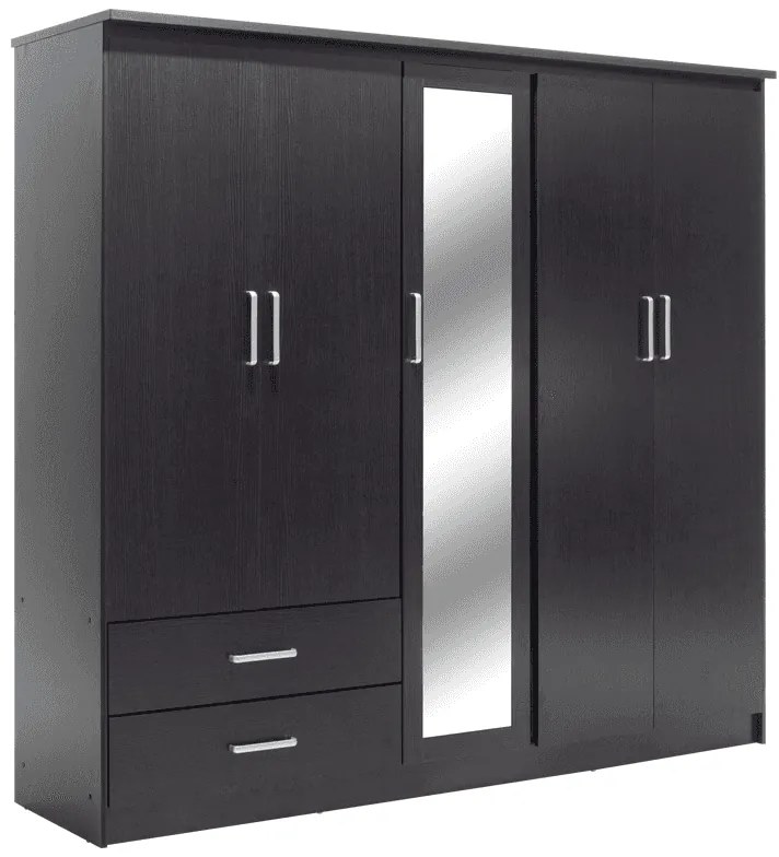 Ντουλάπα Ρούχων Olympus Wenge 198X57X183Cm 123-000047 Five Door Μελαμίνη
