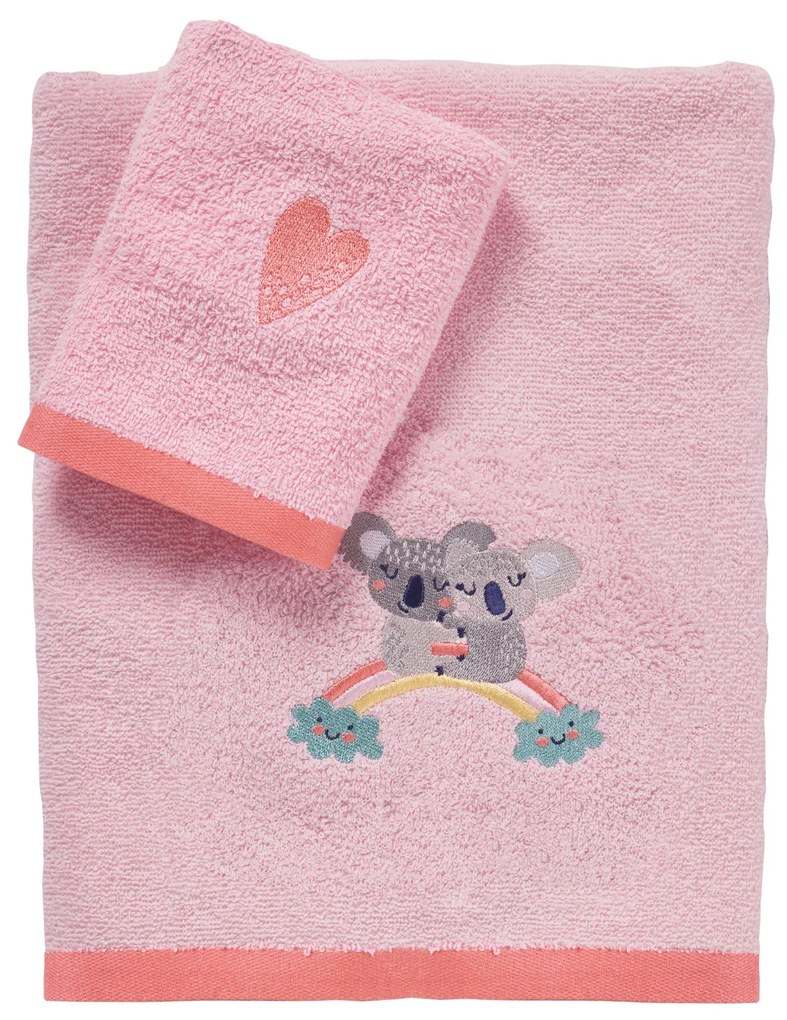 Σετ Πετσέτες 2τμχ Βαμβακερές Με Κέντημα Fun 4934 Pink Das Baby