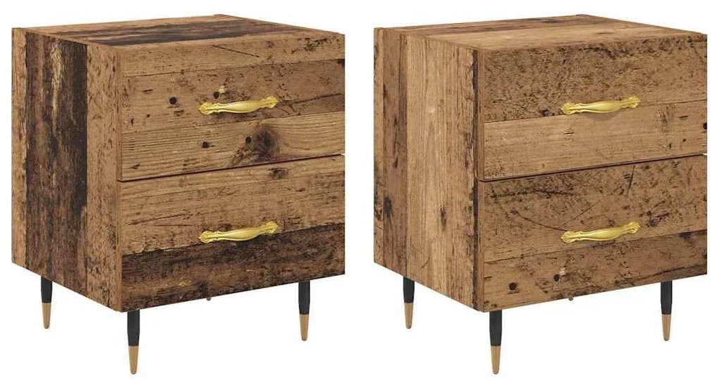 vidaXL Κομοδίνο 2 pcs Παλαιό ξύλο 40 x 35 x 47.5 εκ Επεξεργασμένο ξύλο