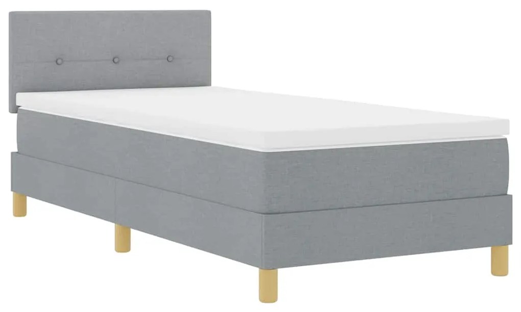 vidaXL Κρεβάτι box spring με στρώμα Ανοιχτό γκρι 90 x 200 cm ύφασμα