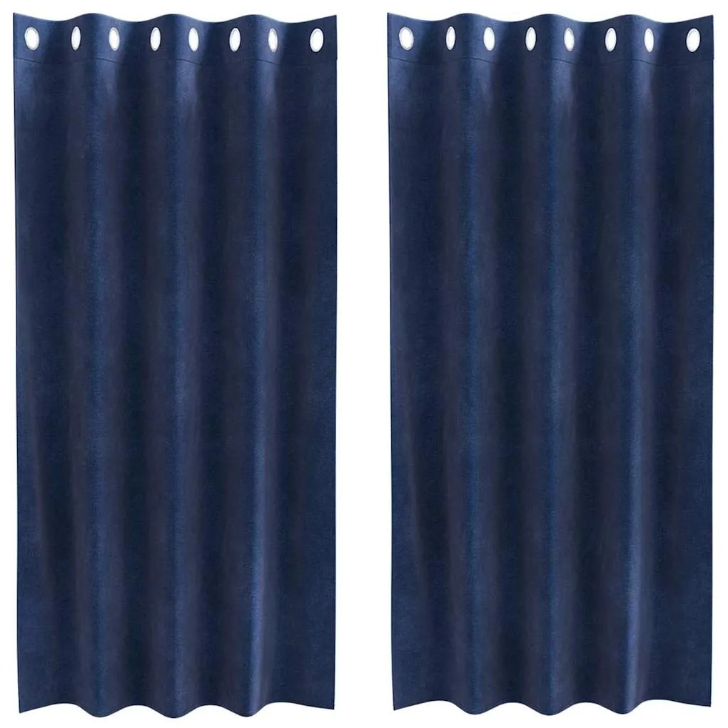 vidaXL Κουρτίνες με κουρτίνες 2 pcs Σκούρο Μπλε 140 x 175 cm Βελούδο