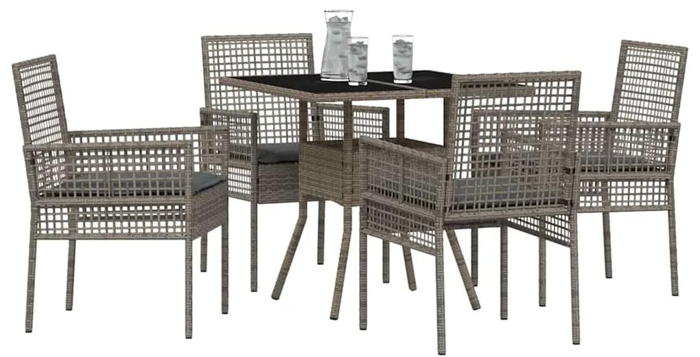 vidaXL Σέτ φαγητού για κήπο 5 pcs Γκρι Πολυ ράταν