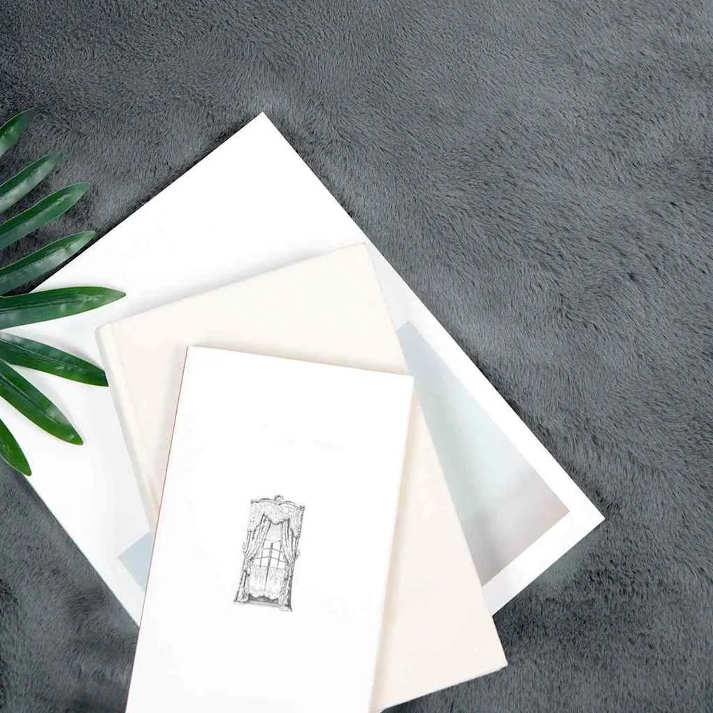 vidaXL Χαλιά Ψεύτικου Κουνελιού Olite Ανθρακί 160 x 160 cm Πολυεστέρας